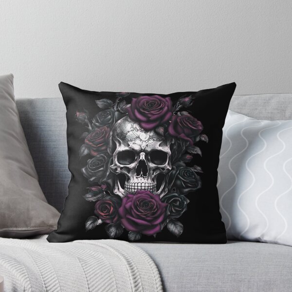 Item preview, Skeleton Metalhead Skulls and Deep Purple Roses Metal Rock designed and sold by PugD.