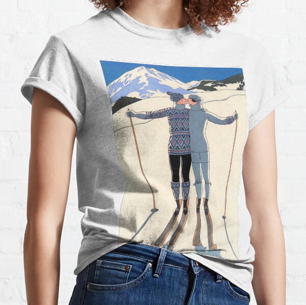 Vintage George Barbier - Couple Skiing 1925 Fine Art Classic T-Shirt