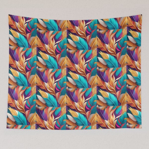 Item preview, colorful feathers pattern designed and sold by Creative.Shop.