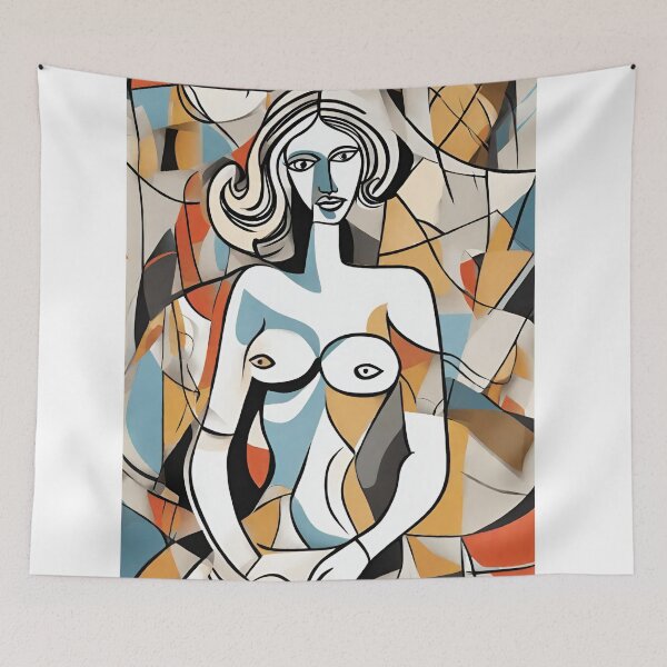 Item preview, Woman cubism Geometry - vintage abstract pattern designed and sold by Seremet.