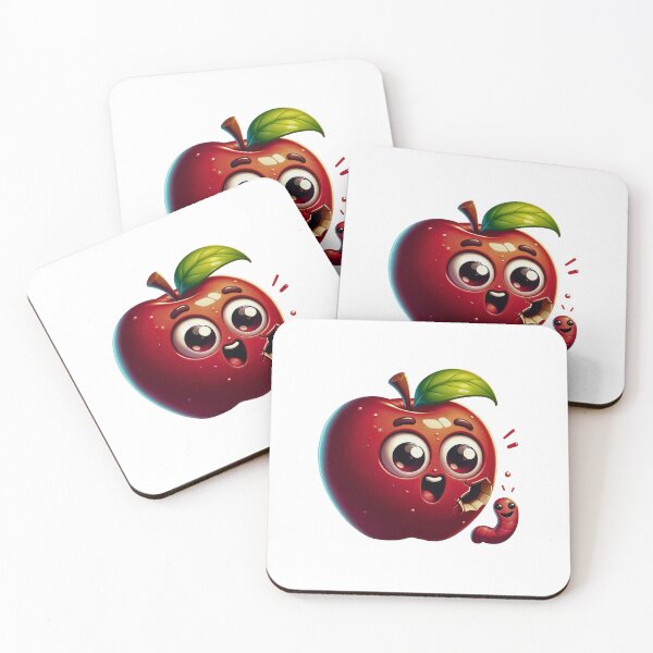 Item preview, Juicy Surprise! ? Astonished Apple and Witty WormTee for a Bite of Fun! designed and sold by Moisky Patterns.