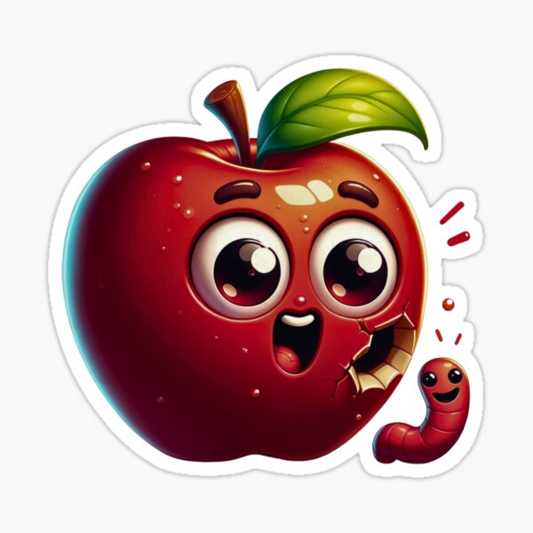 Nude cartoon Eve with red apple' Sticker