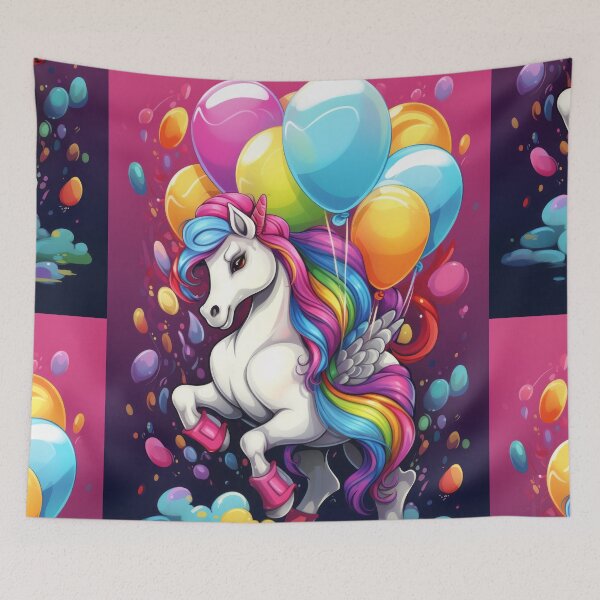 Item preview, Charming Pony Unicorn with Rainbow and Balloons designed and sold by Piotrek0001.