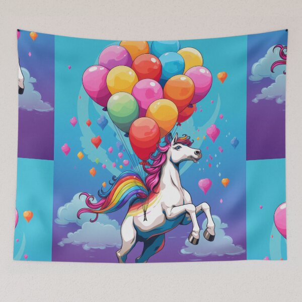 Item preview, Charming Pony Unicorn with Rainbow and Balloons designed and sold by Piotrek0001.