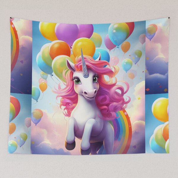 Item preview, Charming Pony Unicorn with Rainbow and Balloons designed and sold by Piotrek0001.