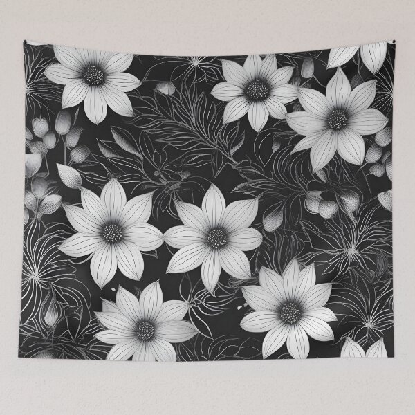 Item preview, Wild black and white flowers. designed and sold by My-fake-places.