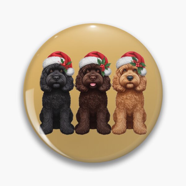 Artikelvorschau, Drei Weihnachtscockerpoos in Weihnachtsmützen entworfen und verkauft von barksandsqueaks.