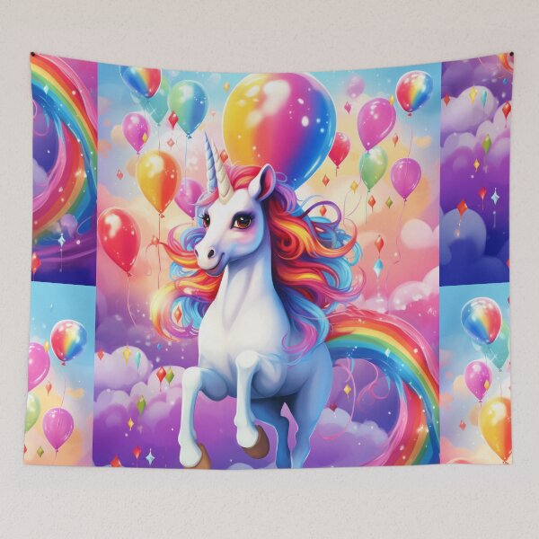 Item preview, Charming Pony Unicorn with Rainbow and Balloons designed and sold by Piotrek0001.