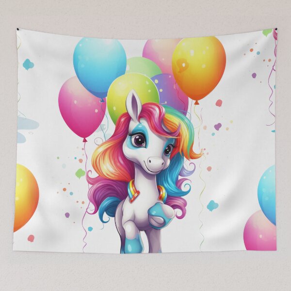 Item preview, Charming Pony Unicorn with Rainbow and Balloons designed and sold by Piotrek0001.