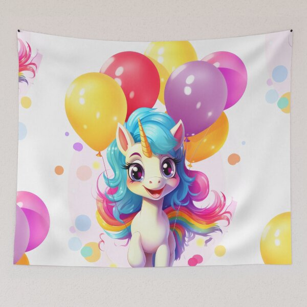 Item preview, Charming Pony Unicorn with Rainbow and Balloons designed and sold by Piotrek0001.