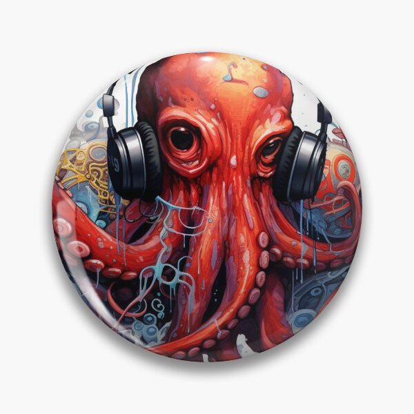 Item preview, Hip-Octopus wearing headphones designed and sold by WilbDigital.