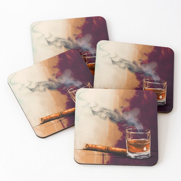 Item preview, Timeless Elegance - Whiskey and Cigar Minimalist Grunge Aesthetic AI Generated designed and sold by OlfactoART Studio.