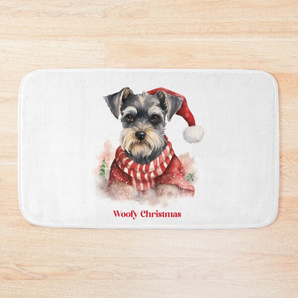 Item preview,  Miniature Schnauzer Dog In Santa Hats Christmas Xmas wish Christmas Doggie Woofy Christmas Doggie  designed and sold by OliveAndSnow.