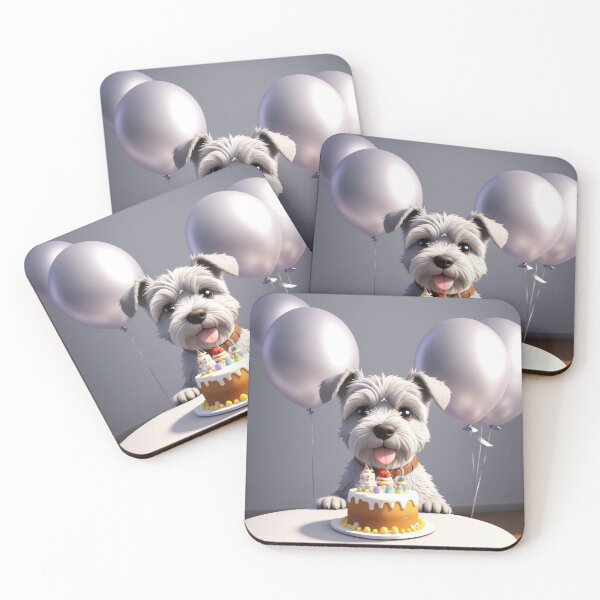 Item preview, Beautiful portrait puppy Schnauzer  in a birthday celebration designed and sold by Tio-Tecun.