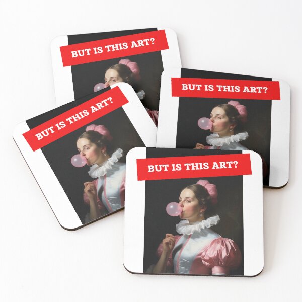 Item preview, But Is This Art? - Renaissance Woman Blowing Bubble Gum Altered Art designed and sold by MadeByRobots.