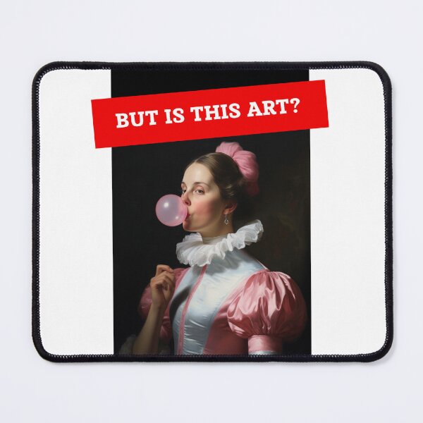 Item preview, But Is This Art? - Renaissance Woman Blowing Bubble Gum Altered Art designed and sold by MadeByRobots.