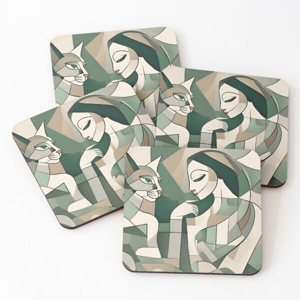 Item preview, Cat woman cubism Geometry - cat lovers pattern designed and sold by Seremet.