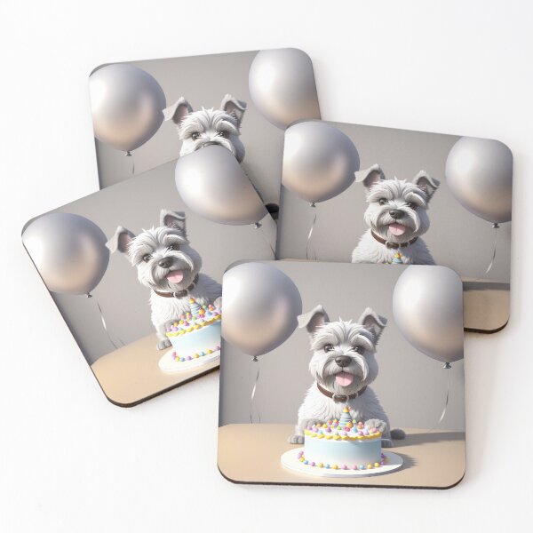Item preview, Artwork of Schnauzer puppy in a birthday celebration designed and sold by Tio-Tecun.