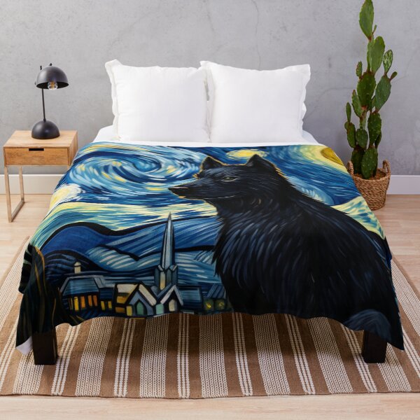 Item preview, Starry Night Wolf Van gogh Inspired Painting designed and sold by Vangoholic.
