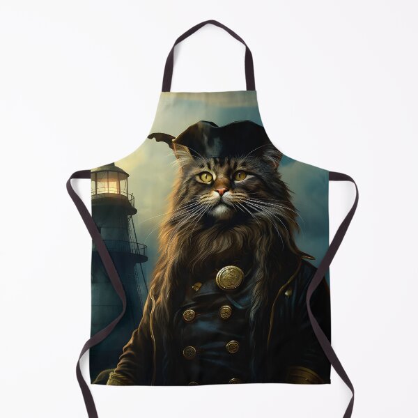 Item preview, Maine Coon cat in front of lighthouse designed and sold by Pixelartistin.