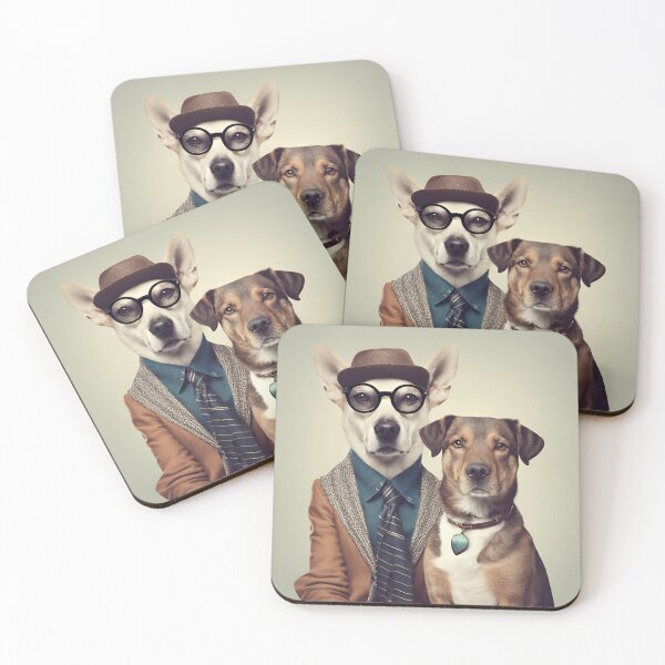 Item preview, Dogs. Dog with medal and dog with glasses, hat, tie, shirt and jacket designed and sold by NaturaFotos.