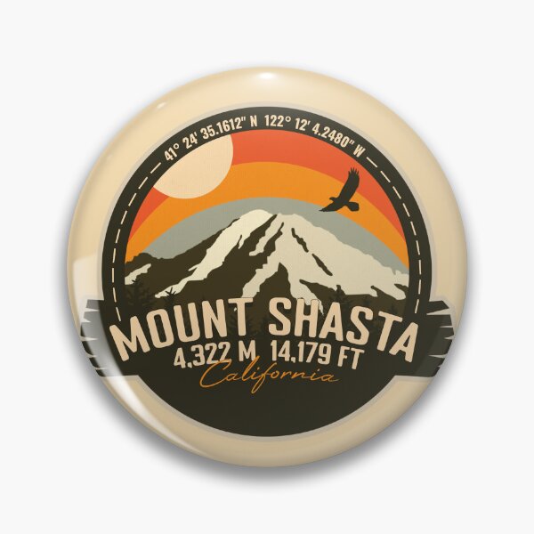 Item preview, Mount Shasta California CA Retro Badge designed and sold by mountainfad.