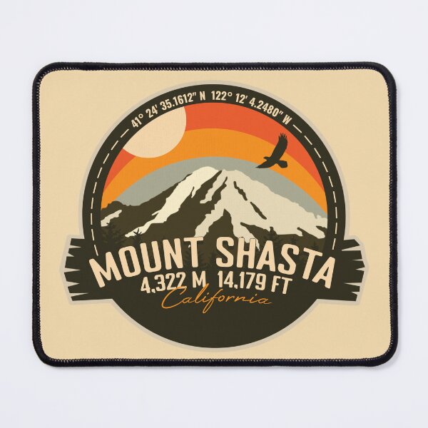 Item preview, Mount Shasta California CA Retro Badge designed and sold by mountainfad.
