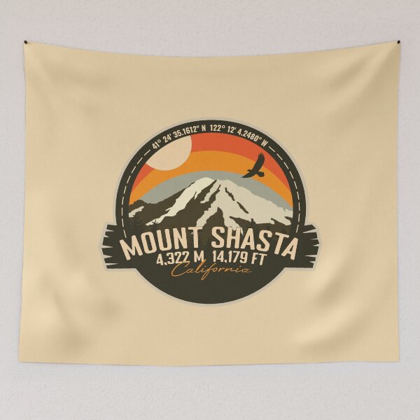 Item preview, Mount Shasta California CA Retro Badge designed and sold by mountainfad.
