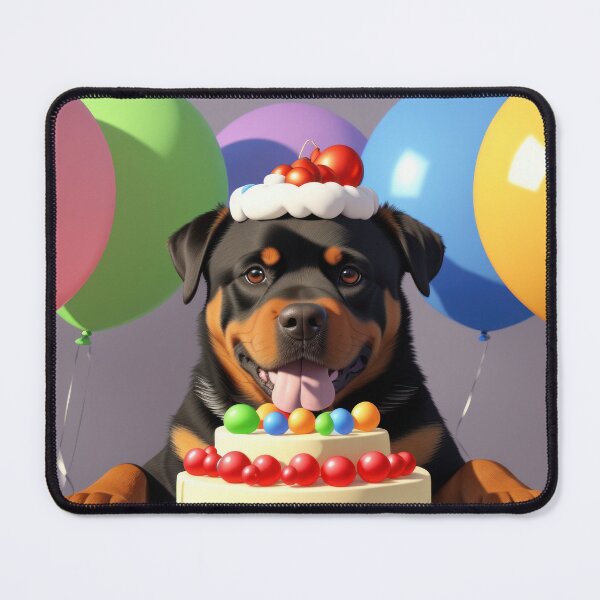 Item preview, Beautiful portrait adorable Rottweiler dog in a birthday celebration designed and sold by Tio-Tecun.