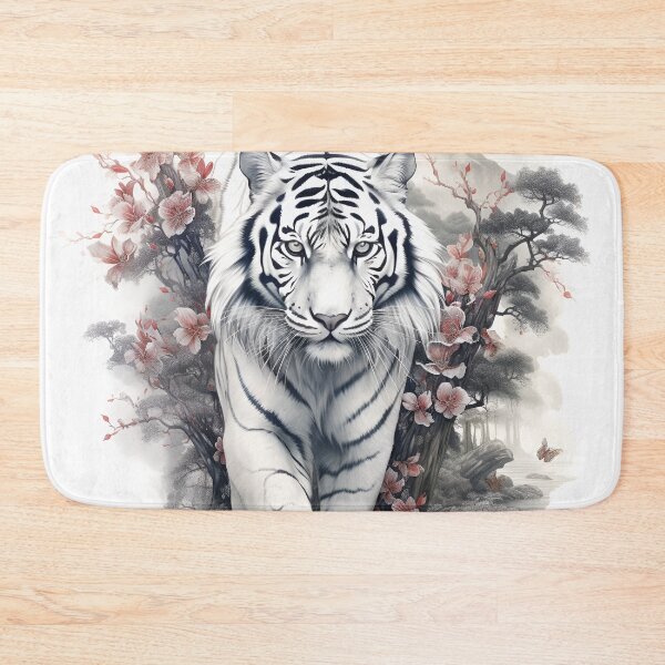 Item preview, Stunning white tiger in japanese style print designed and sold by dcrc.