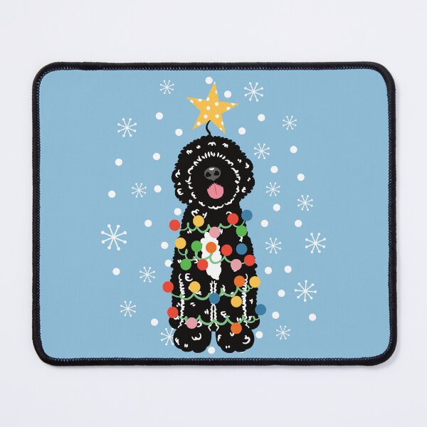 Item preview, Black White Portuguese Water Dog Christmas Tree 1 designed and sold by Lulupainting.