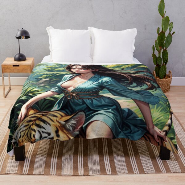 Item preview, Anime PinUp Girl: Syun Kamakado 021 (riding a tiger through the jungle) designed and sold by MtnTopAnime.