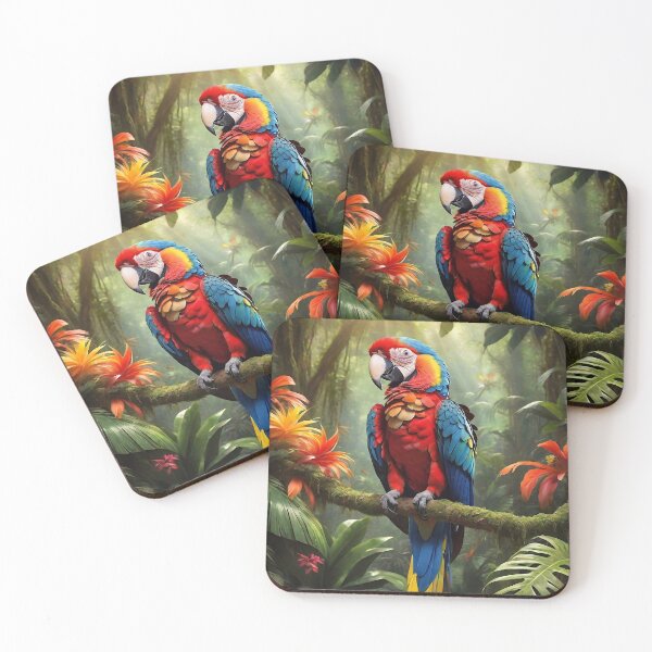 Item preview, Tropical rainforest and colorful parrot designed and sold by M-Y-A-R-T-.