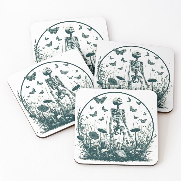 Item preview, Botany mushroom skeleton and butterflies designed and sold by TomFrontierArt.