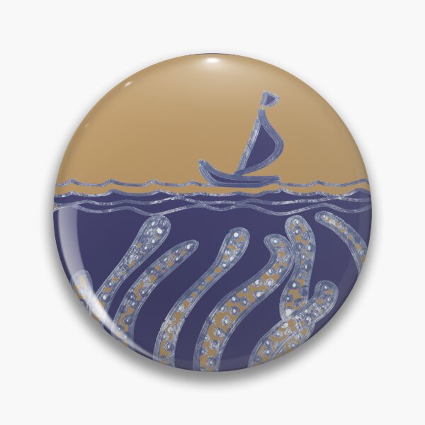 Item preview, Beware the Kraken, navy and gold designed and sold by Samantha Woodford.