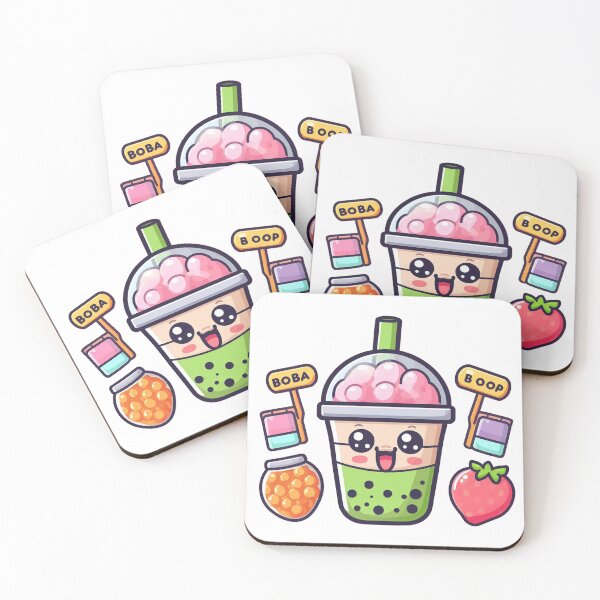 Item preview, strawberry kawaii bubble tea transparent background for stickers designed and sold by SaraDatCool.