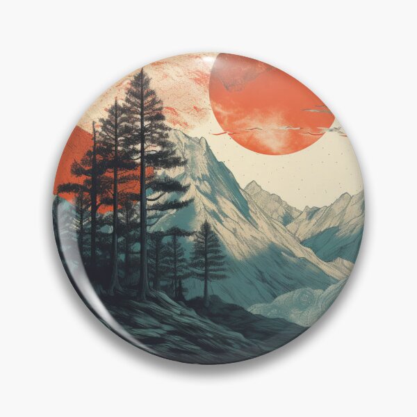 Item preview, White Blue Mountains with Red Sun designed and sold by GrinGalore.