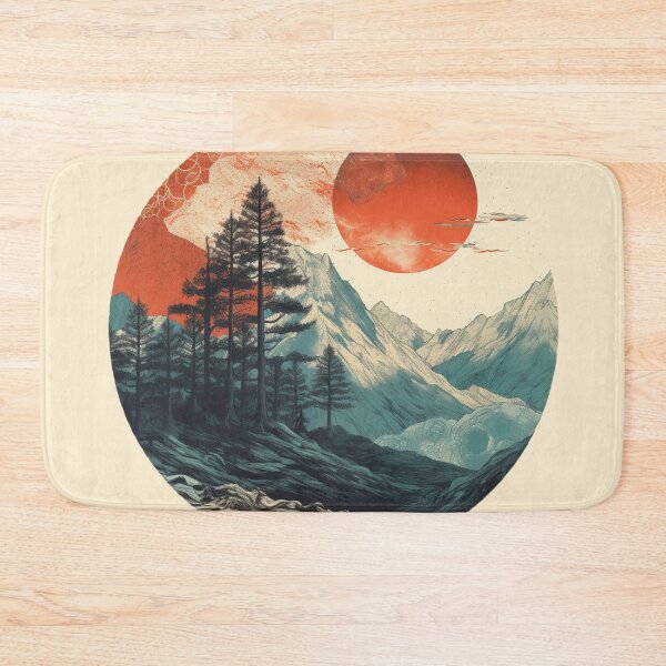 Item preview, White Blue Mountains with Red Sun designed and sold by GrinGalore.