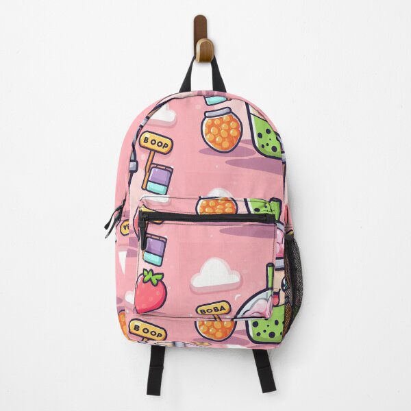 Item preview, pink strawberry bubble tea with stawberry background designed and sold by SaraDatCool.