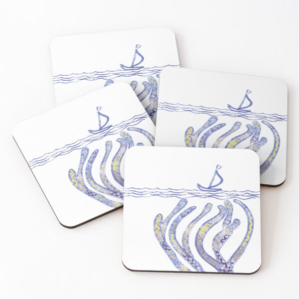 Item preview, Beware the Kraken, white and multi colour designed and sold by Samantha Woodford.
