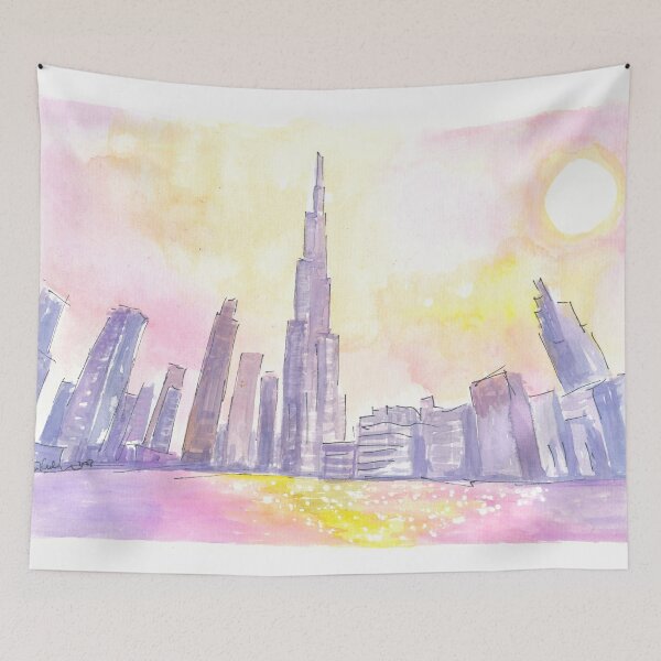 Item preview, Burj Khalifa Dubai Impressions during Sunset with Skyscrapers designed and sold by artshop77.