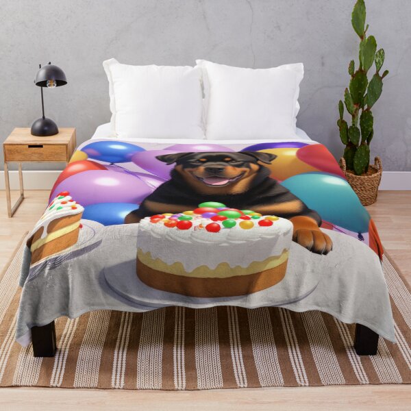 Item preview, Beautiful portrait adorable Rottweiler dog in a birthday celebration designed and sold by Tio-Tecun.