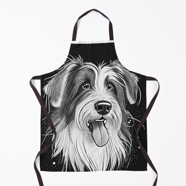 Item preview, Black and White Bearded Collie Cartoon Portrait designed and sold by Karen Dore Art & Photography.