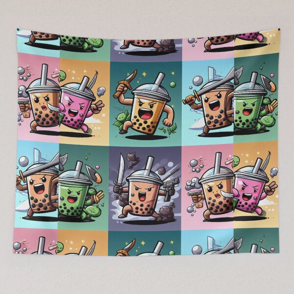 Item preview, Animated bubble tea in action fighting each other designed and sold by SaraDatCool.