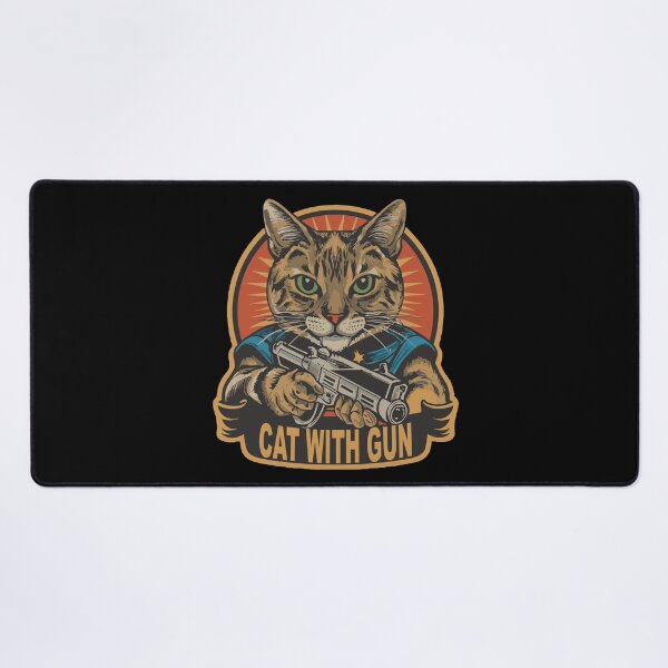 Item preview, cat with gun designed and sold by storefoxmix.
