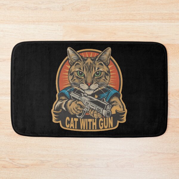 Item preview, cat with gun designed and sold by storefoxmix.
