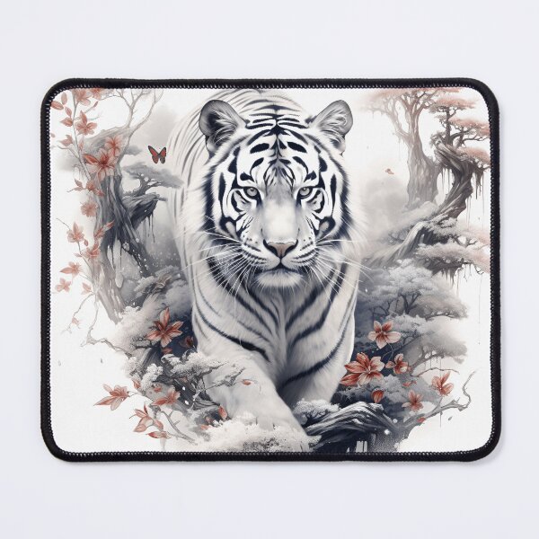 Item preview, stunning white tiger in japanese style print designed and sold by dcrc.