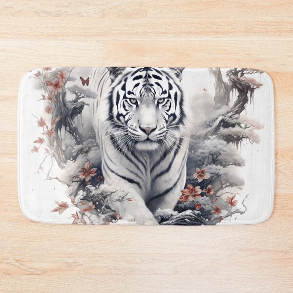Item preview, stunning white tiger in japanese style print designed and sold by dcrc.
