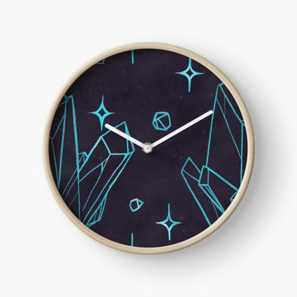 Electric Blue Crystal Pattern Clock