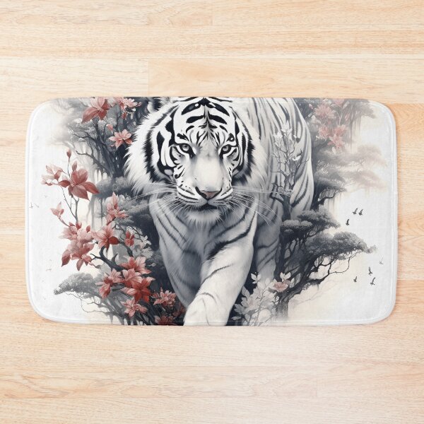 Item preview, stunning white tiger in japanese style print designed and sold by dcrc.